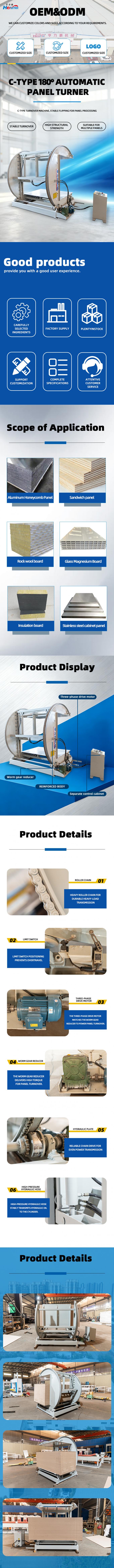Cylindrical 180° Automatic Panel Turner in operation